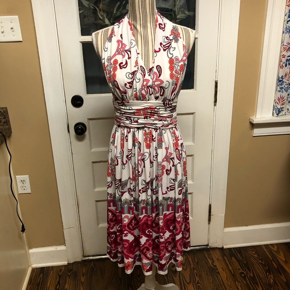 Evan Picone white/pink floral knit dress - Picture 1 of 8